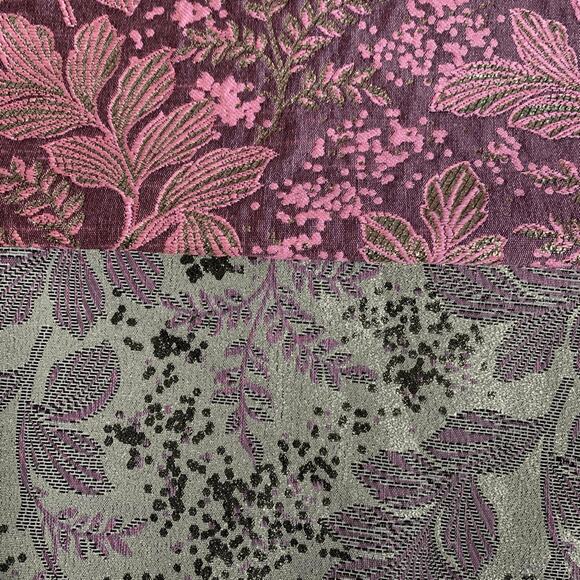 The Little Tichel Lady Reversible Pink Green Metallic Floral Brocade Shawl Scarf - Picture 8 of 10